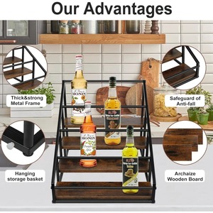 Multi Tier Organizer <b>Storage</b> <b>Rack</b> Useful In Bar Area For Bottles Glasses And Mixers Also Suitable for <b>Kitchen</b> Pantry From India - Product Image 5
