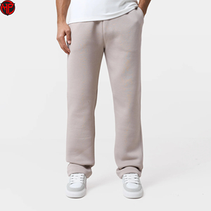 Men Beige Jogger Pants Casual Straight Leg <b>Trousers</b> <b>Elastic</b> Waist Sweatpants for Daily Wear Fleece Jogger Tracksuit Pants Men - Product Image 6