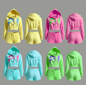 2026 New Arrivals Y2K 2 Piece <b>Set</b> Women Clothing Summer Streetwear Clothes for Women Crop <b>Top</b> Hoodies With <b>Short</b> Sweat Suit <b>Set</b> - Product Image 1
