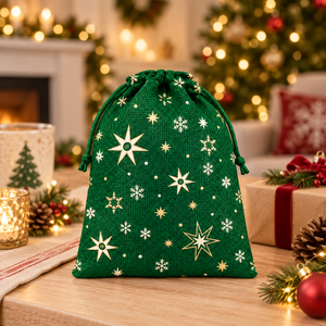 Bolsa de Regalo Navideña de Yute con Cierre de Cordón para Promociones Navideñas, Empaque de Regalos, Impresión Personalizada, Venta al Por Mayor, Proveedor OEM ODM - Product Image 5
