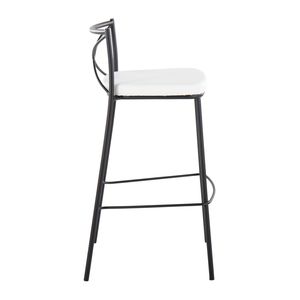 Set di 2 sgabelli da bar moderni Charlotte da 30 pollici, altezza fissa, in metallo nero e similpelle bianca - Product Image 3