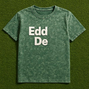 T-shirt en coton noir uni de haute qualité, style streetwear, délavé à l'acide, impression sérigraphique, coupe oversize pour hommes - Product Image 6