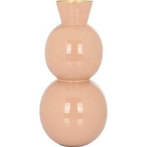 Vase en métal à double sphère rose nordique |   Vase à fleurs en porcelaine brillante de luxe |   Centre de table décoratif minimaliste pour la maison et le bureau - Product Image 1