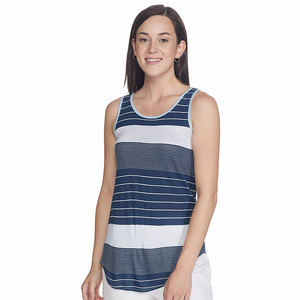 Women Performance <b>Tank</b> <b>Top</b> Custom Logo Gym Workout Activewear Private Label Factory Regular Length Blue <b>White</b> 100% Knitted - Product Image 4