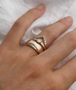 Wide Tapered Christian Unisex Gold Wedding Bands 14K 18K Solid Gold Minimalist Modern Luxury <b>Plain</b> Chunky Stackable <b>Rings</b> - Product Image 5