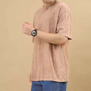 Camisetas para hombre con el mejor material, lavadas al ácido, del mejor fabricante. Camiseta oversize con corte cuadrado, lavada al ácido, de color liso. Camisetas para hombre sin estampado. - Product Image 3