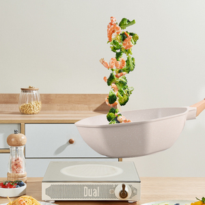 Wok Antiadherente Duradero con Base de Cerámica, Tapa de Vidrio, Mango de Aleación de Zinc, Apto para Lavavajillas, Diseñado para una Calentamiento Rápido y Distribución de Calor - Product Image 6