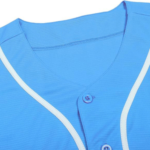 Unisex <b>Light</b> Blue Baseball Jersey Short Sleeve Button Front Moisture Wicking Solid Color Adult Regular Fit - Product Image 5