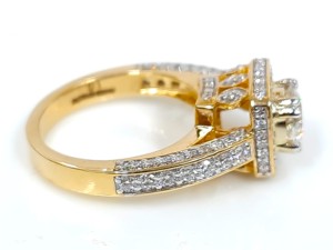 Bague de fiançailles en diamant Djewels, or jaune 14 carats, diamant de laboratoire taille brillant serti à griffes, certifié IGI, style de luxe pour femme, haut de gamme - Product Image 4