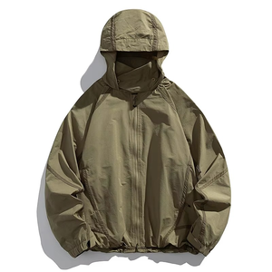 Chaqueta Cortavientos con Capucha para Mujer, Color Sólido, Manga Larga, Informal, Ligera, de Poliéster, para Primavera - Product Image 4