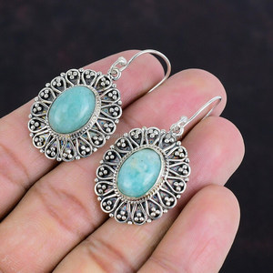 Pendientes de piedras preciosas lisas de amazonita Natural de Plata de Ley 925, Pendientes colgantes con forma de pera de amazonita, pendientes hechos a mano para mujer, regalo - Product Image 1