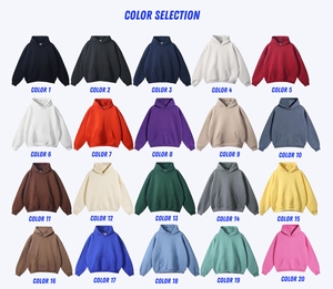 Sweat-shirts à capuche unisexes en molleton de coton de haute qualité pour hommes, coupe oversize, personnalisables, couleur unie, logo brodé sur le devant, vierges - Product Image 2