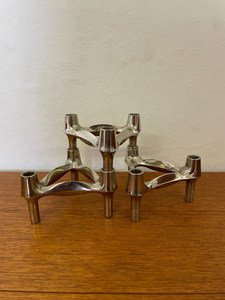 Candelabro Modular Icónico de la Era Espacial de los Años 60 • Soporte de Trípode Apilable en Cromo Atómico - Product Image 3