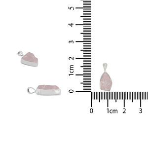 Premium 925 Sterling Silver Classic Unisex Fine Pendant Charm Rose Quartz Gemstone Rough Cut Spring <b>Lock</b> Bezel Setting <b>Cable</b> - Product Image 2