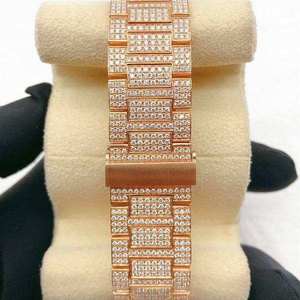 นาฬิกาข้อมือผู้ชายแบบคลาสสิก หน้าปัดอนาล็อก ประดับเพชรโมอิสซาไนต์ทรงบาแกตต์ สายโลหะผสม ขนาด 20 มม. ตัวเรือนชุบทองคำสีกุหลาบ ขนาด 41 มม. กระจก - Product Image 6