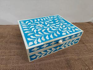 Boîte à bijoux artisanale en os incrusté, motif floral marocain, écologique, pour rangement décoratif, décoration de table, nouvel an - Product Image 2