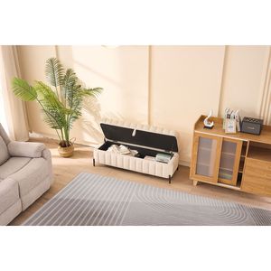 Panca Morbida in Velluto Beige da 125 cm con Vano Contenitore per Soggiorno, Ingresso e Camera da Letto - Product Image 6