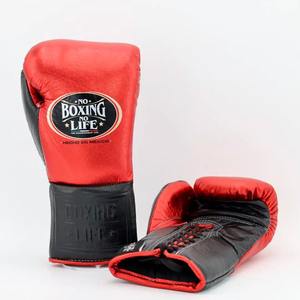 No Boxing No Life Gants de boxe professionnels en cuir de vachette à lacets, rembourrage épais à 4 couches, doigts entièrement protégés, évacuation de l'humidité - Product Image 1
