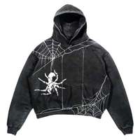 Hoodie Oversize Pria Bahan Fleece Katun 500GSM Tebal Streetwear Pullover Kantong Kanguru Model Santai Musim Dingin