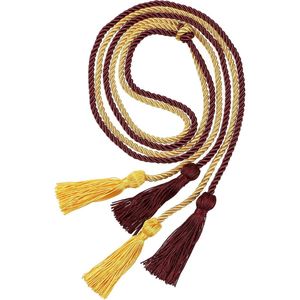 Cordon métallique tressé de haute qualité avec pompons en or et bordeaux pour vêtements, à prix abordable et service OEM - Product Image 1