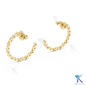Lab Grown CVD Diamond Open <b>Hoop</b> <b>Earrings</b> with Milgrain Bezel Setting Brilliant Cut 14K <b>Solid</b> Gold Luxury Bridal Women's Jewelry - Product Image 4