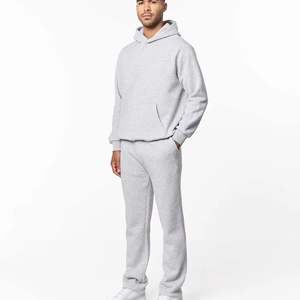 Mens Streetwear Hooded Acid <b>Wash</b> Solid Tracksuit <b>Set</b> with Custom Logo and Contrast Piping Accents Leisurewear Tracksuits - Product Image 1