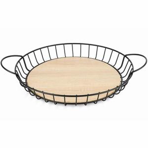 Round Wooden Serving Tray With Handle Dishwasher Safe Eco Friendly Trays For Serving Snacks <b>Drinks</b> Handmade Bathroom Tray Decor - Product Image 2