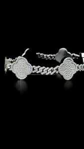 Bracelet pour homme Hip Hop 925 Silver Bling Cuban Bracelet Moissanite Diamond Lucky Clover Bracelet Trèfle à quatre feuilles glacé - Product Image 3