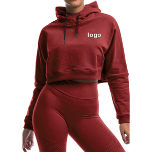 Sudadera Corta Rosa para Mujer, Color Sólido, Manga Larga, Transpirable, Tejida, con Logotipo Frontal, para Otoño - Product Image 3
