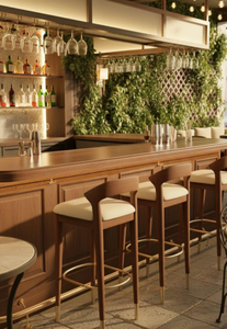 Tabouret de bar en teck de style ferme moderne et technique du milieu du siècle, au design durable, pour salon, maison, hôtel et événements. - Product Image 3