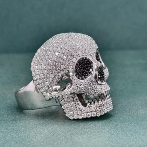 925 Sterling Silver Passed Diamond Test Custom Men's Moissanite <b>Ring</b> VVS Diamond Rapper Iced Out Custom Skull Hip Hop <b>Ring</b> - Product Image 2