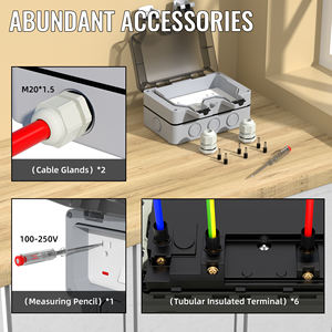 Boîte de prise électrique simple IP66 15A 250VAC, montage en surface, prise murale avec couvercle en plastique - Product Image 5