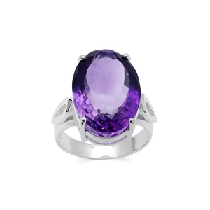 Bague en argent sterling 925 avec améthyste naturelle pour femme, bague solitaire ovale en pierre précieuse, bijoux fins faits à la main, cadeau - Product Image 1