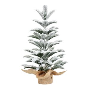 Mini sapin de Noël artificiel floqué de 60 cm avec 85 branches en PE, arbre de Noël de table pour la maison et le bureau, base en toile de jute - Product Image 1