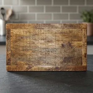 Planche à découper rectangulaire en bois de manguier rustique, finition antique durable, surface de table de cuisine, mobilier de maison - Product Image 3