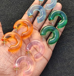 Pendientes de Resina Esmaltada Hechos a Mano con Forma Personalizada, Colores Naranja, Rosa, Verde, Azul y Transparente, Accesorio de Joyería Moderna y a la Moda - Product Image 1