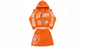 Conjunto de Sudadera con Capucha de 2 Piezas Color Granate para Mujer, con Estampado de Letras, Decoración con Remaches, Estilo Urbano, para Todas las Temporadas, Corte Regular - Product Image 2