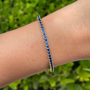 Pulsera de Tenis con Zafiros Naturales, Piedra de Nacimiento de Septiembre, Regalo para Ella, Regalo de Boda - Product Image 1