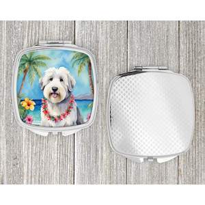 Old English Sheepdog Luau Compact Travel <b>Makeup</b> <b>Mirror</b> Portable Folding Handheld Design Gift for Women and Girls - Product Image 4