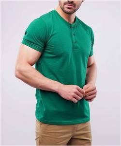 Camiseta Henley de Alta Calidad Personalizada para Hombre, Estilo Informal de Playa, Transpirable, 100% Algodón, Cuello Redondo, Multicolor, Parte Delantera Lisa - Product Image 4