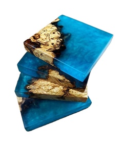 Posavasos de resina de madera epoxi modernos hechos a mano ecológicos de calidad funcional, decoración con efecto océano, forma de Color personalizable - Product Image 1