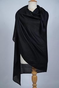 Elegant Designer Cashmere Silk Wool Reversible Stole for Women Soft Lightweight <b>Black</b> and Navy Small Check Shawl <b>Wrap</b> Fashion - Product Image 2