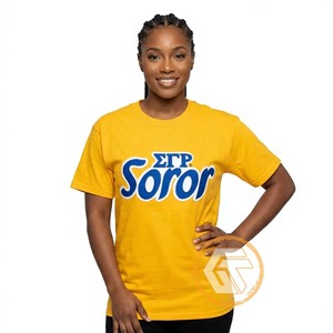 Camiseta de la Hermandad Femenina GREEK TREASURES Sigma Gamma Rho, 100% Algodón Jersey, Cuello Redondo, Manga Corta, con Logotipo, Protección UV, Secado Rápido, Venta al Por Mayor - Product Image 1