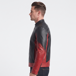 Men Zipper <b>Leather</b> Biker <b>Jackets</b> Custom Logo PU Cowhide Motorcycle <b>Jacket</b> Men <b>Leather</b> <b>Jackets</b> With Side Pockets - Product Image 3