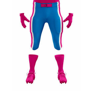 Custom American Football Jersey Pants Set Pink Blue V-Neck Short Sleeve Moisture Wicking Sublimation Printed Uniform Men Adult - Product Image 2