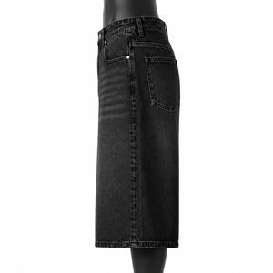 Pantalones Cortos de Mezclilla Negros Lavados Personalizados al por Mayor para Hombre, Estilo Ancho y Holgado, Ropa Urbana, Fabricante OEM ODM - Product Image 4