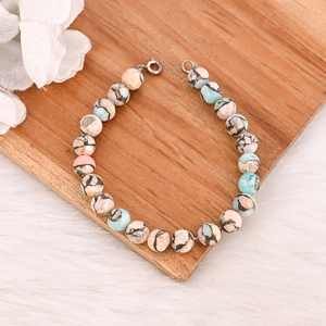 Natural Pink Opal & Amazonite Copper Gemstone 925 Sterling <b>Silver</b> <b>Bracelet</b> Handmade Jewelry for Unisex - Product Image 2