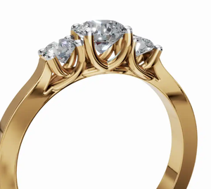 Bague en diamant de laboratoire rond The Eternal Trio, ornée de trois pierres brillantes dans un cadre élégant et intemporel - Product Image 3