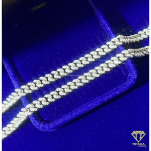 สร้อยคอเงินแท้ 925 ประดับเพชรโมอิสซาไนต์ ดีไซน์หรูหราแบบ Cuban Link สำหรับร้านขายเครื่องประดับและผู้ค้าส่ง - Product Image 2
