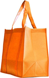 Bolsa de tela no tejida naranja, lisa, ecológica, reutilizable, diseño tejido, proveedor OEM - Product Image 3